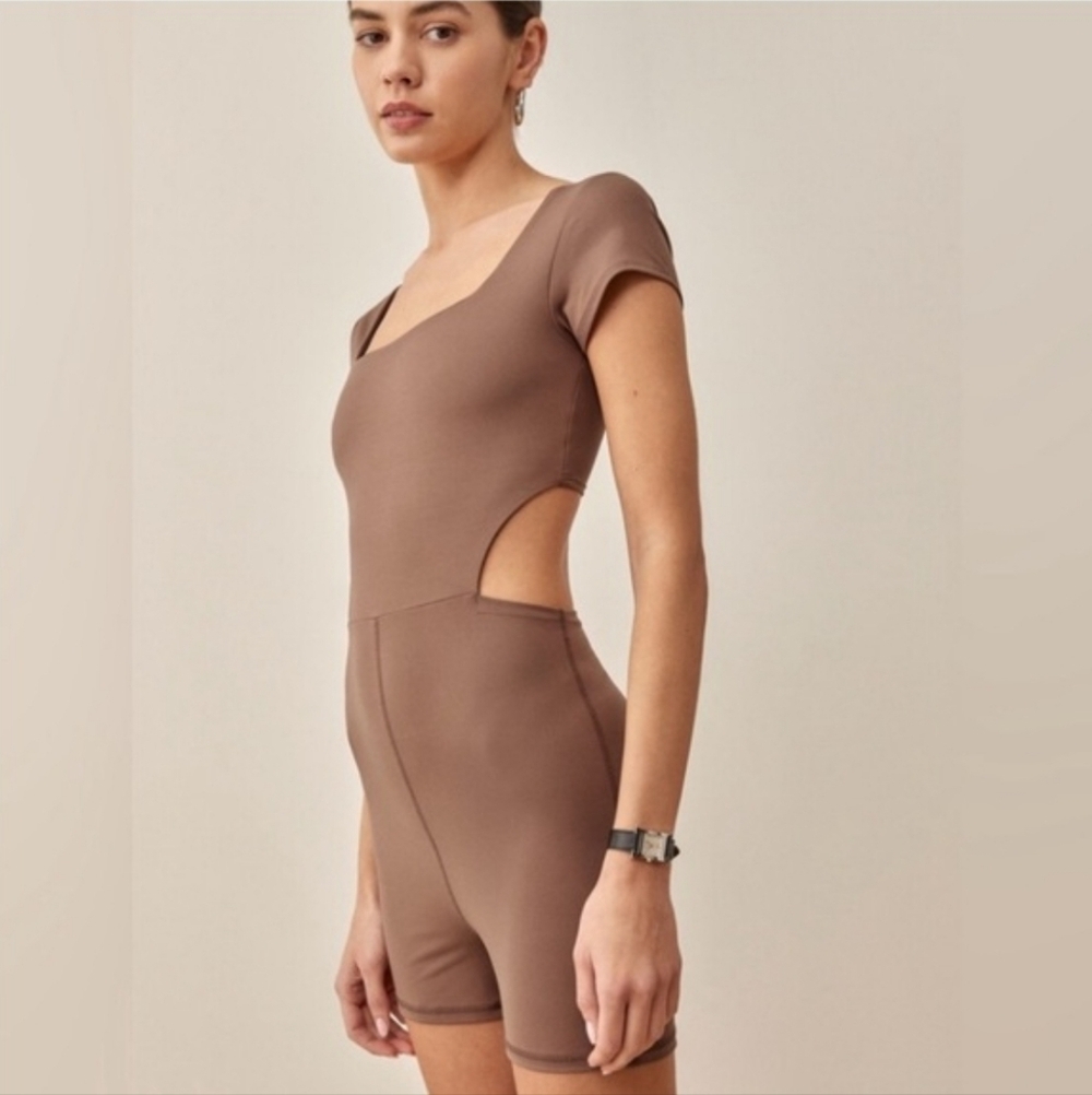 Reformation Cami Ecostretch Jumpsuit Brown Size Small